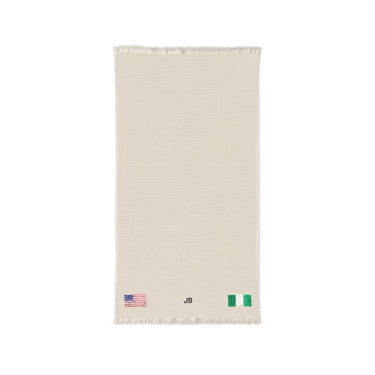 Nigerian American Embroidered Waffle Cotton Throw, Lightweight Cozy Blanket | Nigeria USA Neutral Home Accent - Proud & Loyal