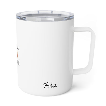 Nigerian American Personalized Name Insulated Coffee Mug, Custom Travel Tumbler, Nigeria USA Dual Heritage Naturalization Citizen Gift - Proud & Loyal