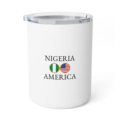 Nigerian American Personalized Name Insulated Coffee Mug, Custom Travel Tumbler, Nigeria USA Dual Heritage Naturalization Citizen Gift - Proud & Loyal