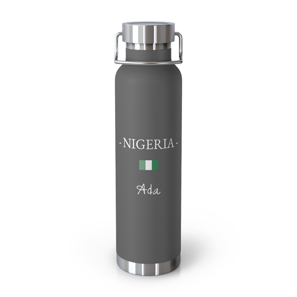 Nigerian Heritage Insulated Water Bottle, Copper Lined, Custom Thermos, Nigeria Flag Metal Travel Flask, Personalized Name - Proud & Loyal
