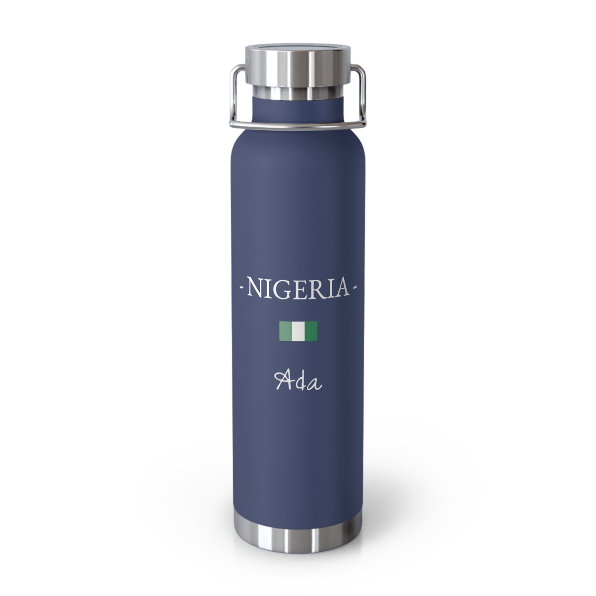 Nigerian Heritage Insulated Water Bottle, Copper Lined, Custom Thermos, Nigeria Flag Metal Travel Flask, Personalized Name - Proud & Loyal