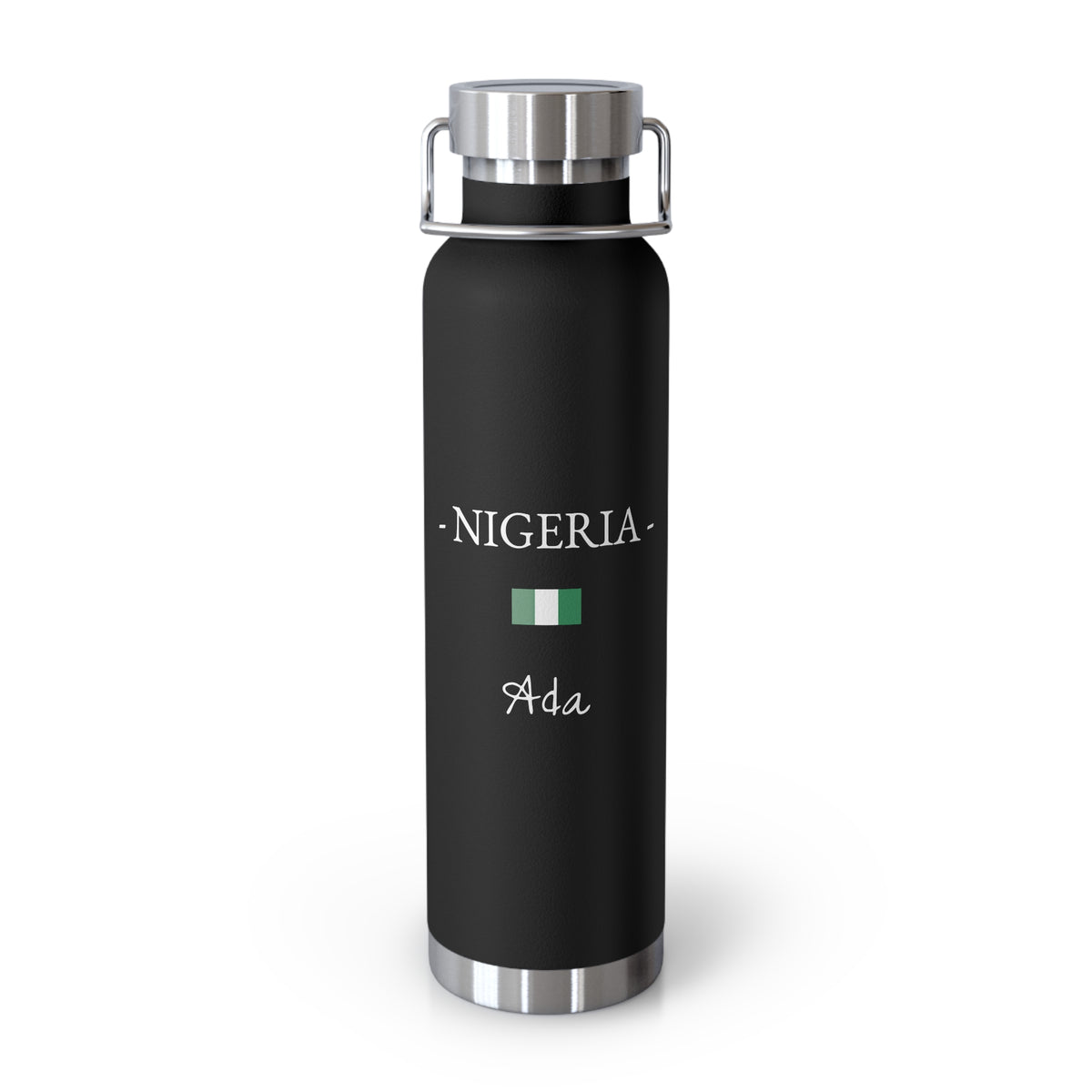 Nigerian Heritage Insulated Water Bottle, Copper Lined, Custom Thermos, Nigeria Flag Metal Travel Flask, Personalized Name - Proud & Loyal