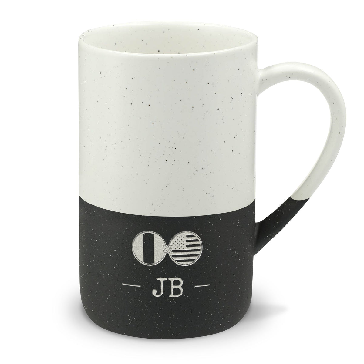 Nigerian or French or Irish American Mug, Nigeria France Ireland Dual Heritage, Personalized Initials Monogram, Speckled Ceramic Mug - Proud & Loyal