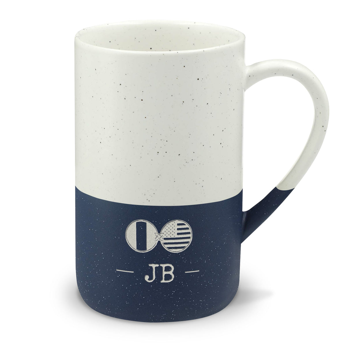 Nigerian or French or Irish American Mug, Nigeria France Ireland Dual Heritage, Personalized Initials Monogram, Speckled Ceramic Mug - Proud & Loyal