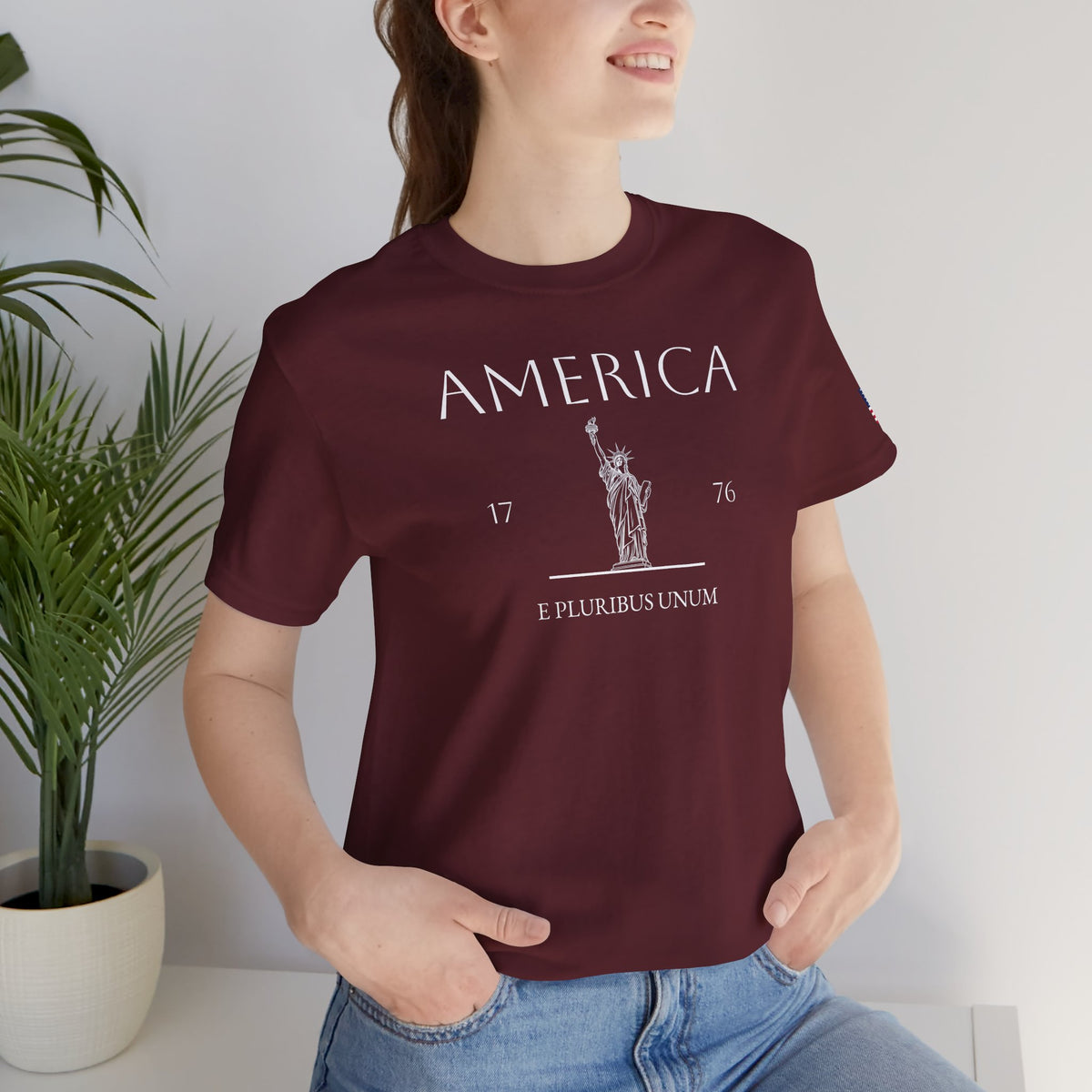 Personalized America Statue of Liberty Sketch Cotton T-Shirt - Proud & Loyal