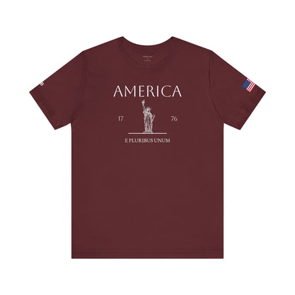 Personalized America Statue of Liberty Sketch Cotton T-Shirt - Proud & Loyal