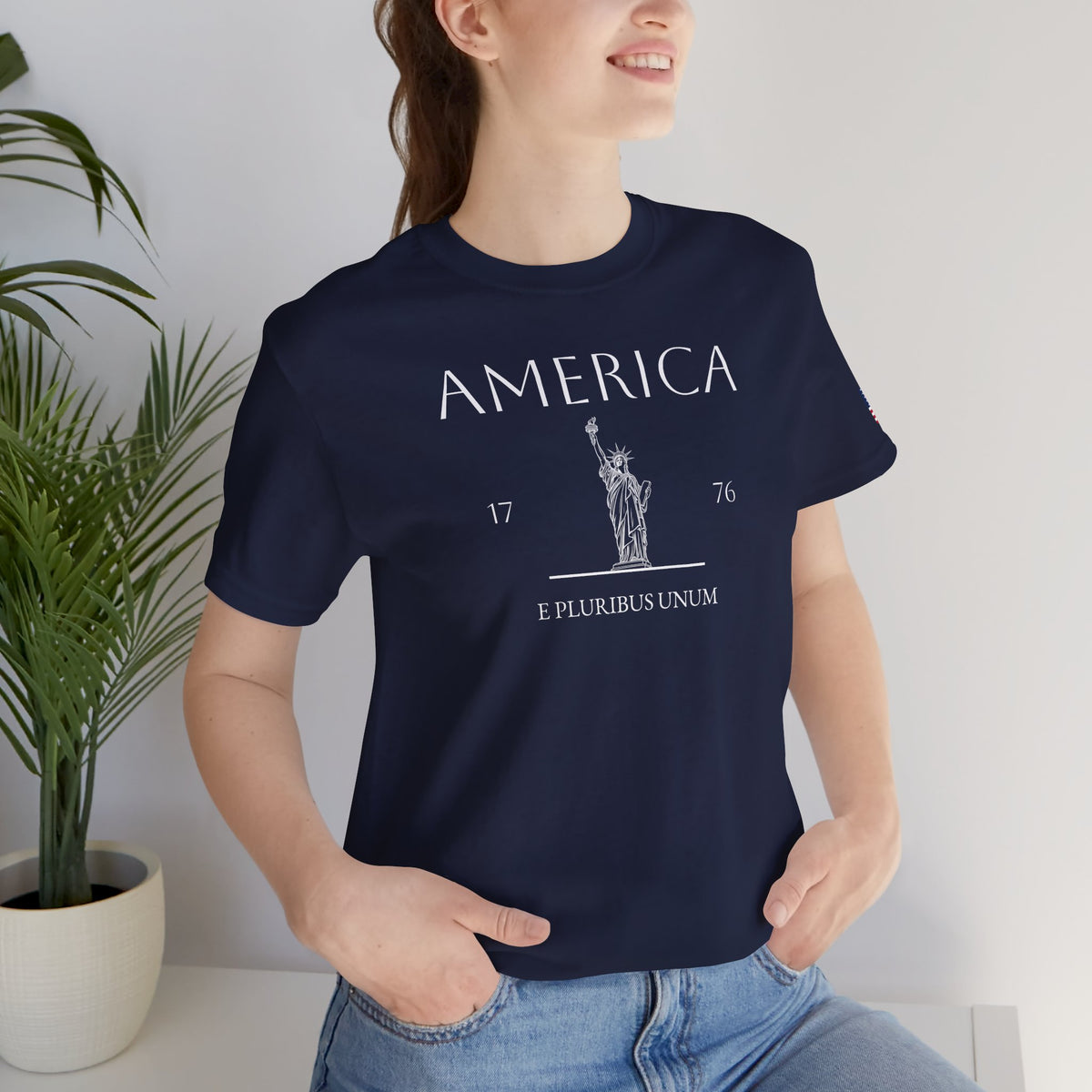 Personalized America Statue of Liberty Sketch Cotton T-Shirt - Proud & Loyal