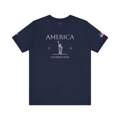 Personalized America Statue of Liberty Sketch Cotton T-Shirt - Proud & Loyal