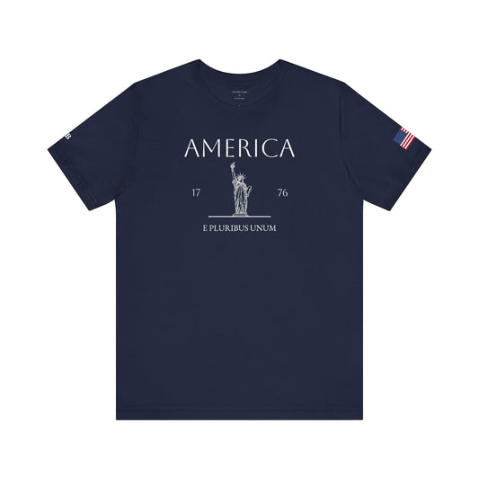 Personalized America Statue of Liberty Sketch Cotton T-Shirt - Proud & Loyal