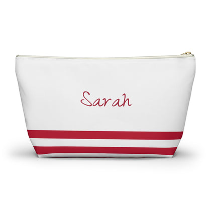 Personalized American Flag Accessory Pouch, USA Pride Cosmetic Bag, Custom Name Travel Makeup Organizer, American Gift - Proud & Loyal