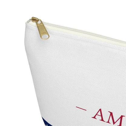 Personalized American Flag Accessory Pouch, USA Pride Cosmetic Bag, Custom Name Travel Makeup Organizer, American Gift - Proud & Loyal