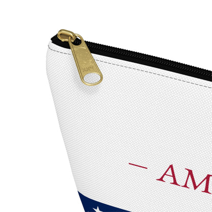 Personalized American Flag Accessory Pouch, USA Pride Cosmetic Bag, Custom Name Travel Makeup Organizer, American Gift - Proud & Loyal