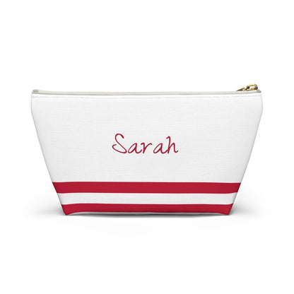 Personalized American Flag Accessory Pouch, USA Pride Cosmetic Bag, Custom Name Travel Makeup Organizer, American Gift - Proud & Loyal