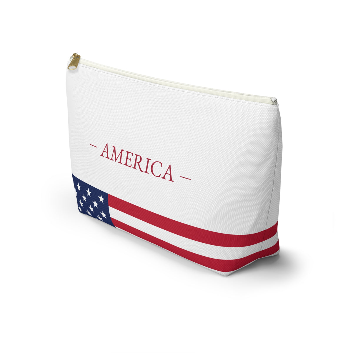 Personalized American Flag Accessory Pouch, USA Pride Cosmetic Bag, Custom Name Travel Makeup Organizer, American Gift - Proud & Loyal