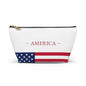 Personalized American Flag Accessory Pouch, USA Pride Cosmetic Bag, Custom Name Travel Makeup Organizer, American Gift - Proud & Loyal