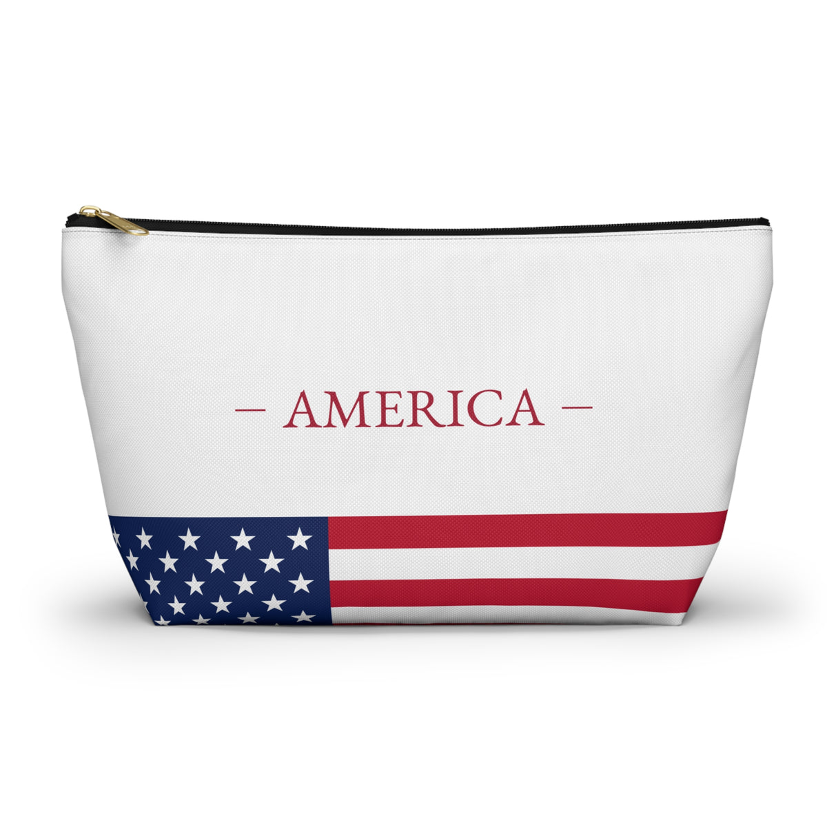 Personalized American Flag Accessory Pouch, USA Pride Cosmetic Bag, Custom Name Travel Makeup Organizer, American Gift - Proud & Loyal
