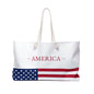 Personalized American Weekender Bag, USA Flag Travel Bag, Custom Name Heritage Tote, Patriotic Vacation Overnight Bag - Proud & Loyal