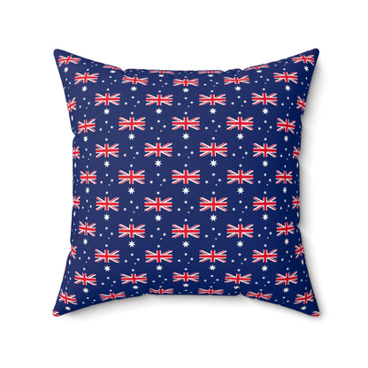 Personalized Australian Flag Pattern Pillow | Blue Stars & Australia Flag Repeat Print | Faux Suede Outback Throw Pillow | Heritage Message - Proud & Loyal