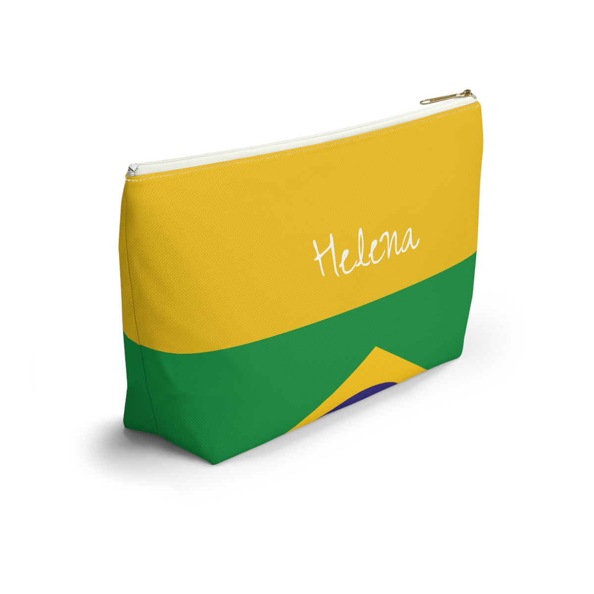 Personalized Brazil Flag Accessory Pouch, Brazilian Heritage Cosmetic Bag, Custom Name Travel Makeup Organizer, Brazil Gift - Proud & Loyal