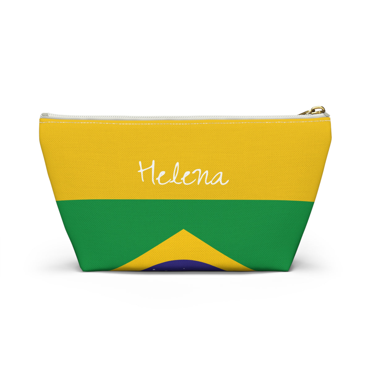 Personalized Brazil Flag Accessory Pouch, Brazilian Heritage Cosmetic Bag, Custom Name Travel Makeup Organizer, Brazil Gift - Proud & Loyal