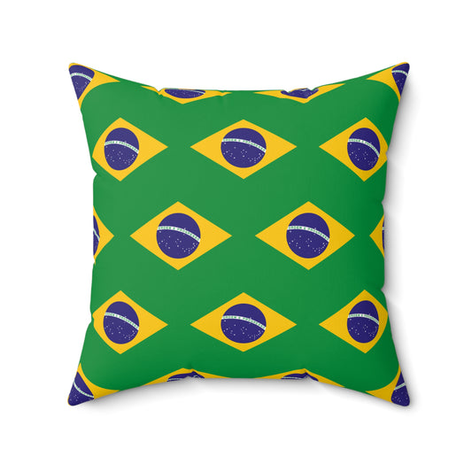 Personalized Brazil Flag Pattern Pillow | Green Yellow Blue Decorative Throw Pillow - Proud & Loyal