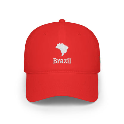 Personalized Brazil Heritage Hat, Brazilian Flag Embroidered Cap, Custom Initials, Brazil Map Low Profile Hat, Brazilian Gift, Country Shape - Proud & Loyal