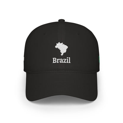 Personalized Brazil Heritage Hat, Brazilian Flag Embroidered Cap, Custom Initials, Brazil Map Low Profile Hat, Brazilian Gift, Country Shape - Proud & Loyal