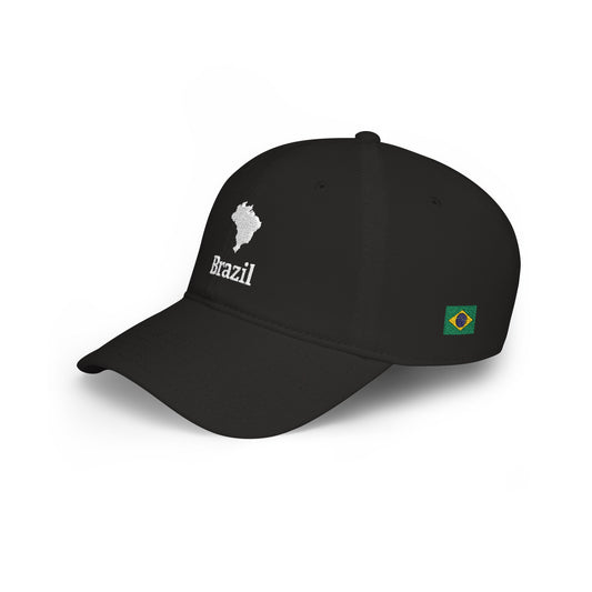 Personalized Brazil Heritage Hat, Brazilian Flag Embroidered Cap, Custom Initials, Brazil Map Low Profile Hat, Brazilian Gift, Country Shape - Proud & Loyal
