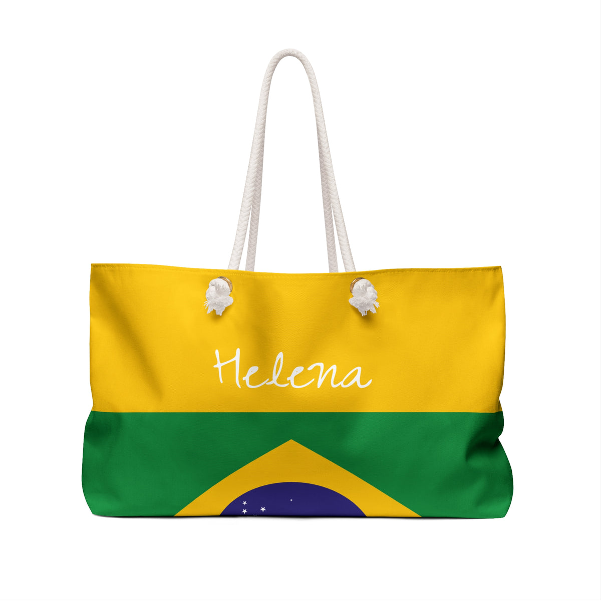 Personalized Brazil Weekender Bag, Brazilian Flag Travel Bag, Custom Name Heritage Tote, Vacation Overnight Bag - Proud & Loyal