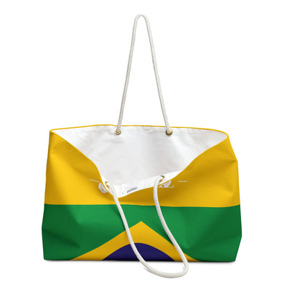Personalized Brazil Weekender Bag, Brazilian Flag Travel Bag, Custom Name Heritage Tote, Vacation Overnight Bag - Proud & Loyal
