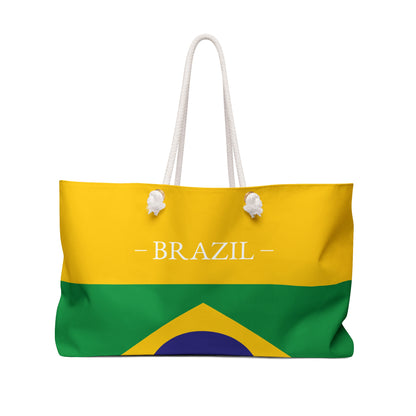 Personalized Brazil Weekender Bag, Brazilian Flag Travel Bag, Custom Name Heritage Tote, Vacation Overnight Bag - Proud & Loyal