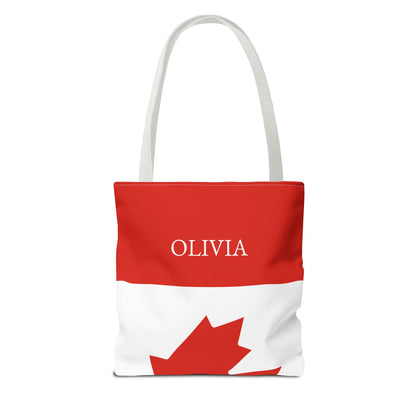 Personalized Canada Flag Tote Bag, Custom Name Canadian Heritage Bag, Canada Travel Beach Tote, Canadian Pride Gift - Proud & Loyal