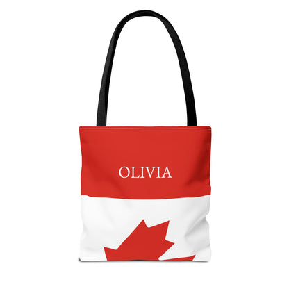 Personalized Canada Flag Tote Bag, Custom Name Canadian Heritage Bag, Canada Travel Beach Tote, Canadian Pride Gift - Proud & Loyal