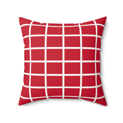 Personalized Denmark Flag Red Grid Pattern Faux Suede Square Pillow | Modern Plaid Danish Home Decor - Proud & Loyal