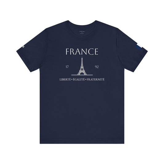 Personalized France Eiffel Tower Sketch Cotton T-Shirt - Proud & Loyal