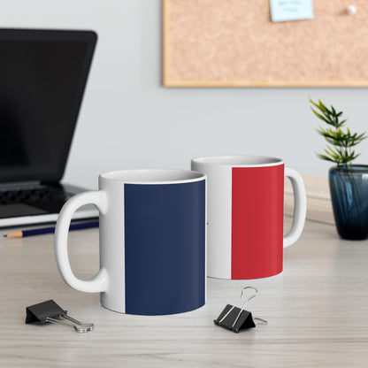 Personalized France Flag Cup | Red White Blue Striped Name Date Mug | Ceramic Mug, New Citizen, Naturalization Gift, Heritage Gift - Proud & Loyal