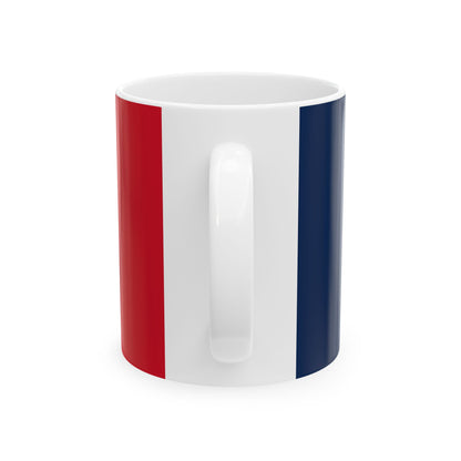 Personalized France Flag Cup | Red White Blue Striped Name Date Mug | Ceramic Mug, New Citizen, Naturalization Gift, Heritage Gift - Proud & Loyal