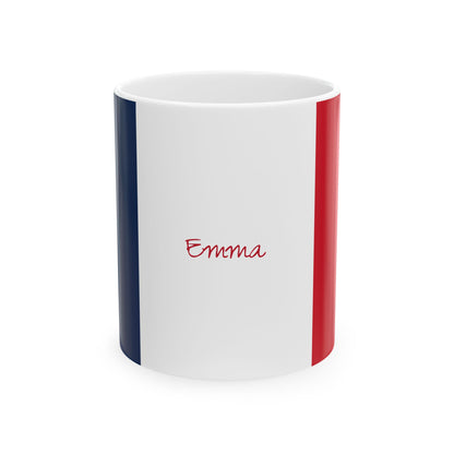 Personalized France Flag Cup | Red White Blue Striped Name Date Mug | Ceramic Mug, New Citizen, Naturalization Gift, Heritage Gift - Proud & Loyal