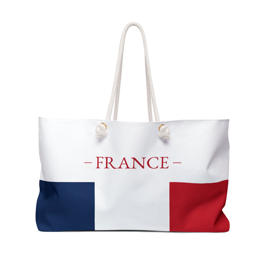 Personalized France Weekender Bag, French Flag Travel Bag, Custom Name Heritage Tote, European Vacation Overnight Bag - Proud & Loyal