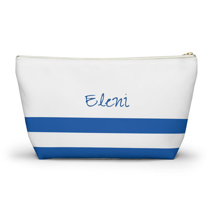 Personalized Greece Flag Accessory Pouch, Greek Heritage Cosmetic Bag, Custom Name Travel Makeup Organizer, Greece Gift - Proud & Loyal