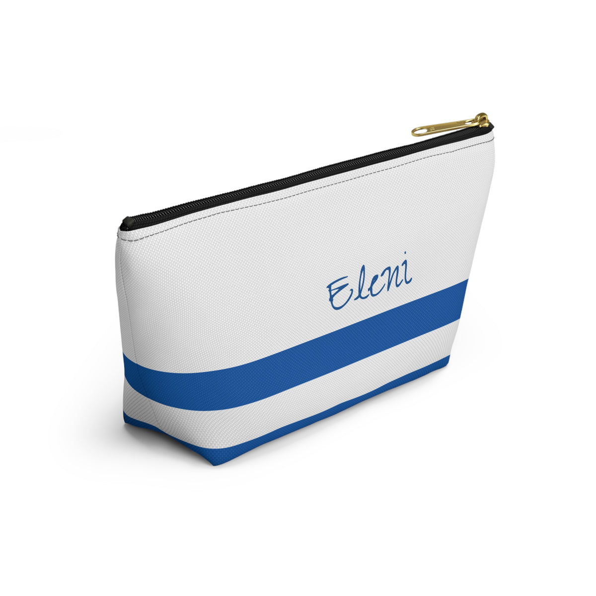 Personalized Greece Flag Accessory Pouch, Greek Heritage Cosmetic Bag, Custom Name Travel Makeup Organizer, Greece Gift - Proud & Loyal