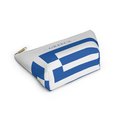 Personalized Greece Flag Accessory Pouch, Greek Heritage Cosmetic Bag, Custom Name Travel Makeup Organizer, Greece Gift - Proud & Loyal