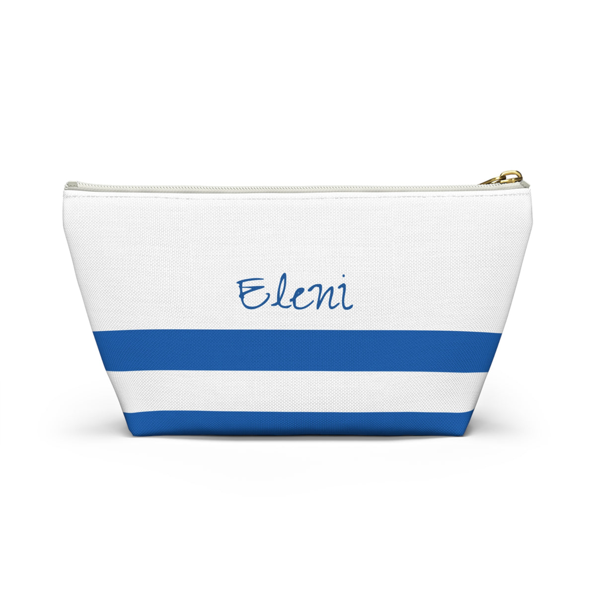 Personalized Greece Flag Accessory Pouch, Greek Heritage Cosmetic Bag, Custom Name Travel Makeup Organizer, Greece Gift - Proud & Loyal