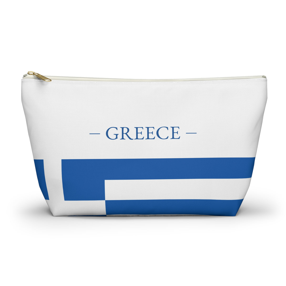 Personalized Greece Flag Accessory Pouch, Greek Heritage Cosmetic Bag, Custom Name Travel Makeup Organizer, Greece Gift - Proud & Loyal