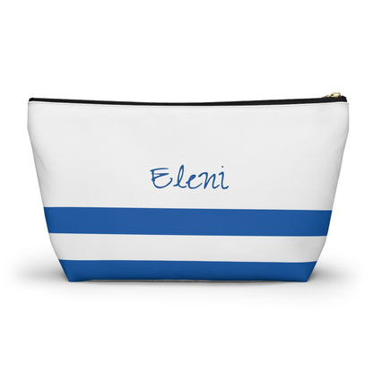 Personalized Greece Flag Accessory Pouch, Greek Heritage Cosmetic Bag, Custom Name Travel Makeup Organizer, Greece Gift - Proud & Loyal