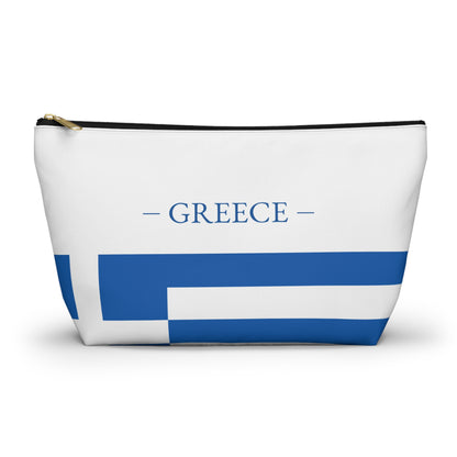 Personalized Greece Flag Accessory Pouch, Greek Heritage Cosmetic Bag, Custom Name Travel Makeup Organizer, Greece Gift - Proud & Loyal