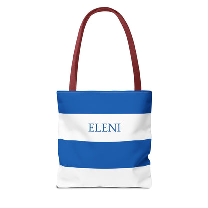 Personalized Greece Flag Tote Bag, Custom Name Greek Heritage Bag, Greece Travel Beach Tote, Greek Pride Gift - Proud & Loyal