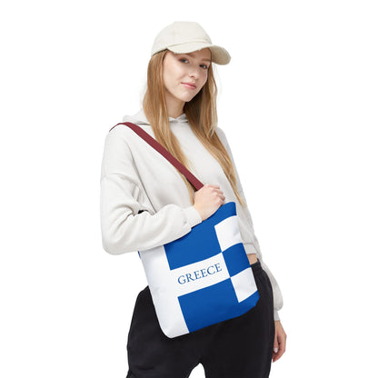 Personalized Greece Flag Tote Bag, Custom Name Greek Heritage Bag, Greece Travel Beach Tote, Greek Pride Gift - Proud & Loyal