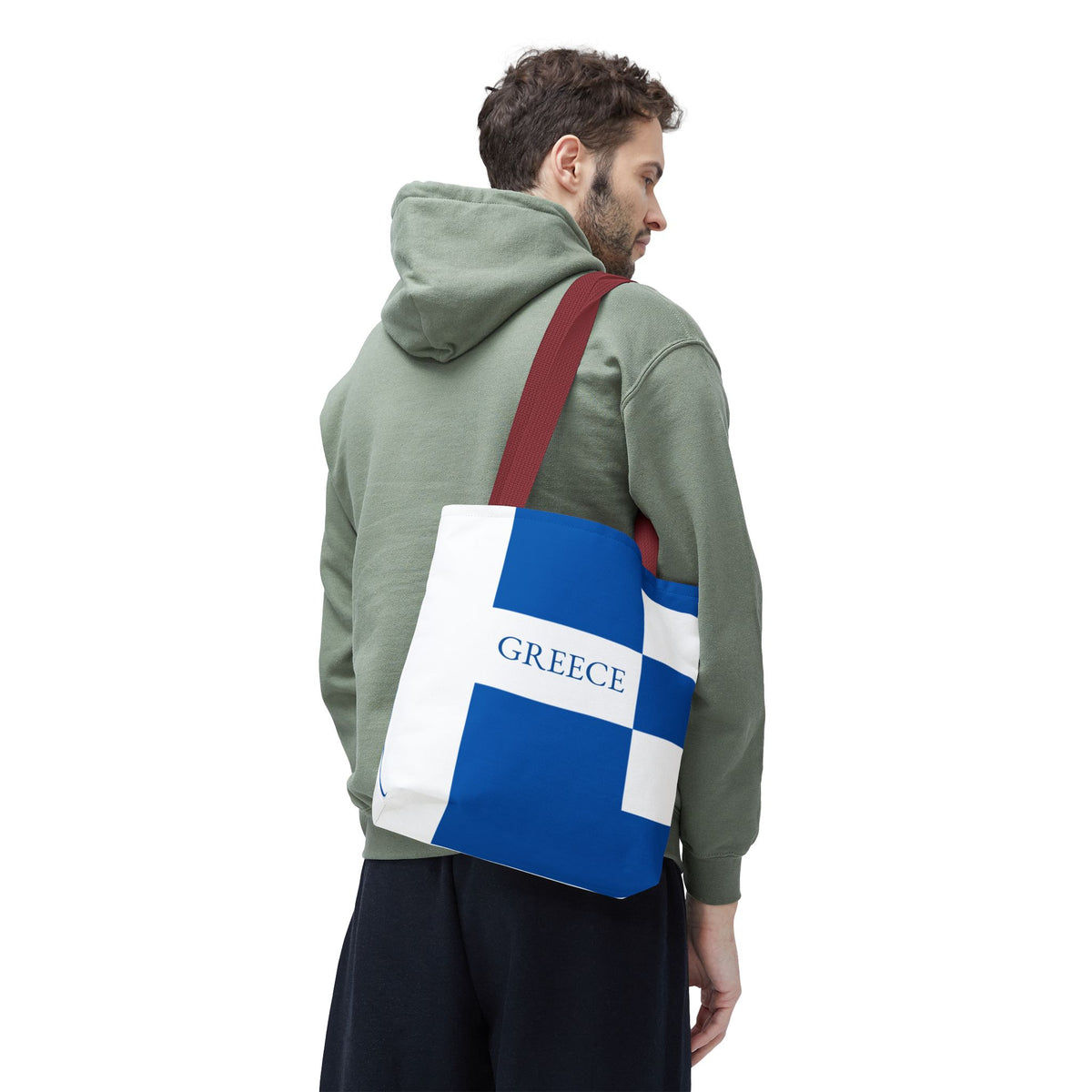 Personalized Greece Flag Tote Bag, Custom Name Greek Heritage Bag, Greece Travel Beach Tote, Greek Pride Gift - Proud & Loyal