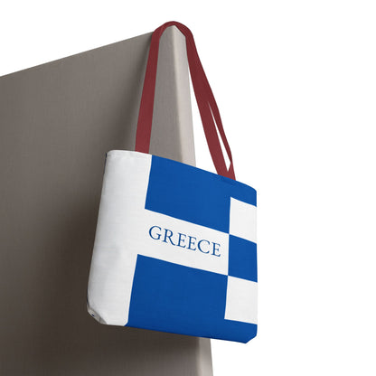 Personalized Greece Flag Tote Bag, Custom Name Greek Heritage Bag, Greece Travel Beach Tote, Greek Pride Gift - Proud & Loyal